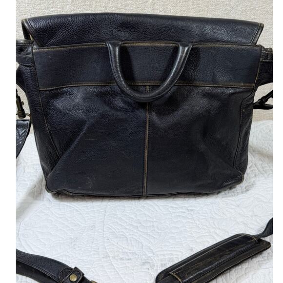 Territory Ahead Men’s Black Pebbled Leather Messenger Shoulder Laptop Bag Office - Picture 2 of 13